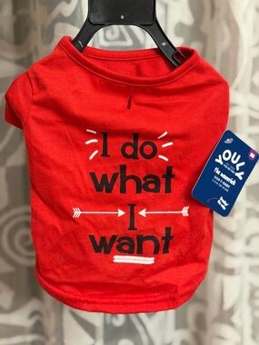 YOULY Red "I Do What I Want" Dog Tee - Bold Graphic Pet Shirt